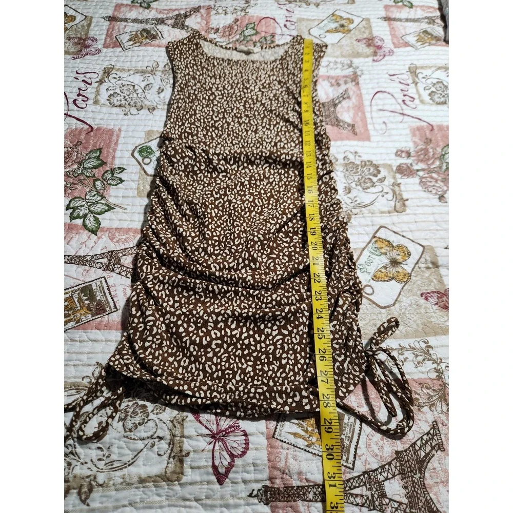 Jessica Simpson Women's leopard-print ruched sleeveless‎ Mini Dress Brown Size S